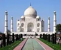 The Taj Mahal is entirely clad in marble