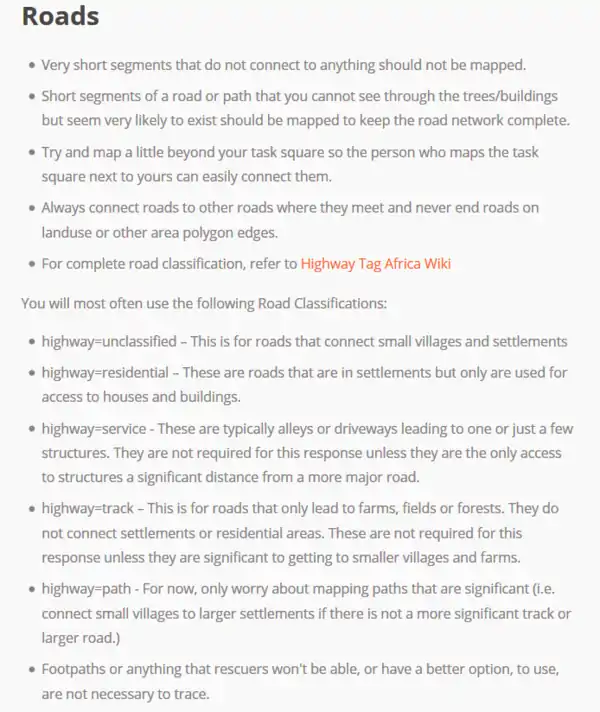 Beschreibung wie Straßen zu mappen sind