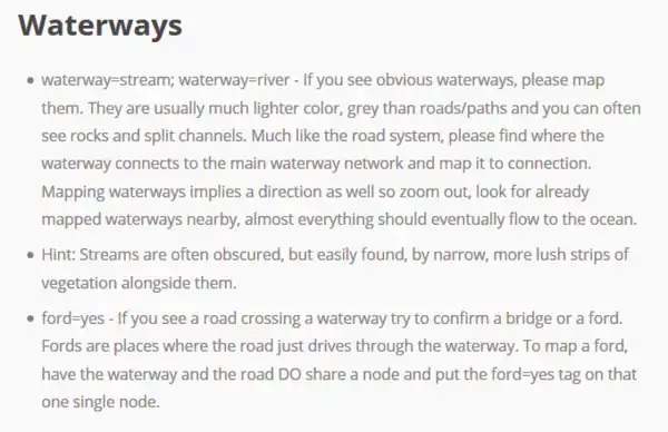 Beschreibung wie Wasserwege zu mappen sind