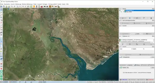 Bearbeitung der ausgewählten Kachel in JOSM