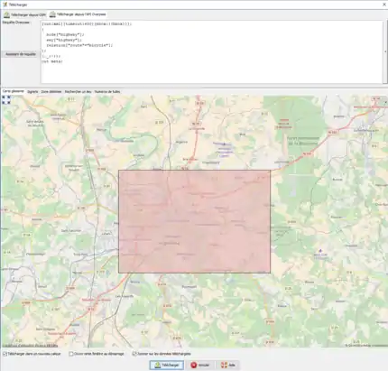 Fenêtre de téléchargement des données
