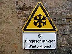 warning sign for limited winter service