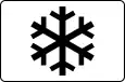 Black snowflake on white rectangle