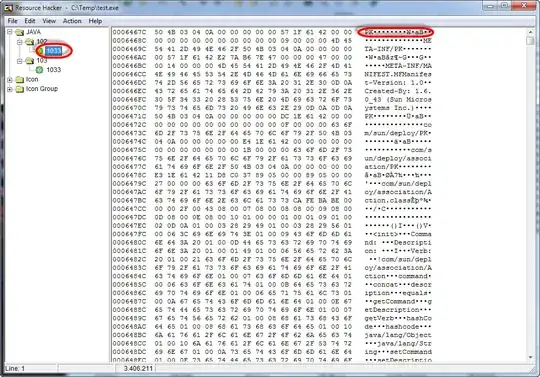Resource Hacker Screenshot displaying the jar as a resource