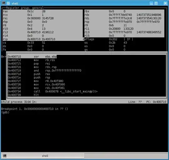 GDB with asm and regs layout