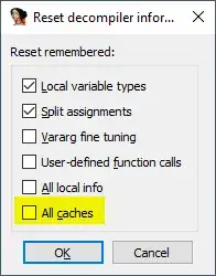 Reset decompiler information dialog
