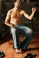 Large self-portrait, oil painting on panel, 150x110 cm, 1997-1998