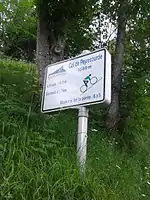 One of the mountain pass cycling milestones at the climb from Armenteule