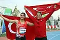 Women javelin throw Esra Türkmen and Eda Tuğsuz