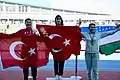 Women javelin throw medal ceremony