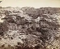 View of the caves below the fort in 1885