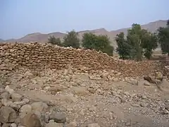 A wall of oldest fort in the Kirthar Mountain