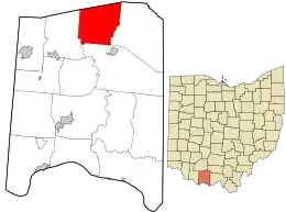 Location in Adams County and the state of Ohio.