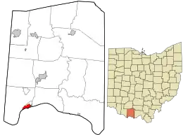 Location in Manchester Township,  Adams County and the state of Ohio.