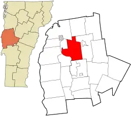Location in Addison County and the state of Vermont.