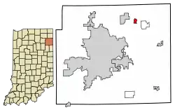 Location of Grabill in Allen County, Indiana.