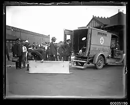 Ambulance at Fort Macquarie following the accident
