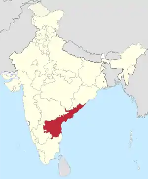 The map of India showing Andhra StateĀndhra rāṣṭramuఆంధ్ర రాష్ట్రము