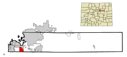Location of Castlewood in Arapahoe County, Colorado.