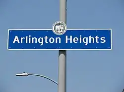 Arlington Heights neighborhood sign located at the intersection of Arlington Avenue and Washington Boulevard