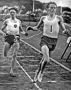 Image 35Arne Andersson (left) and Gunder Hägg (right) broke a number of middle distance world records in the 1940s. (from Track and field)
