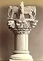 Base of pillar, Indo-Corinthian capitals and elephants from base of stupa, Jamal Garhi