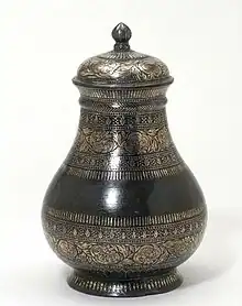 Bidriware cup and lid, c. 1850. V&A Museum.