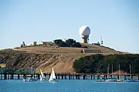 Boats in front of the Pillar Point Air Force Station in the Pillar Point Harbor, 2012
