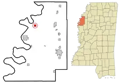 Location of Gunnison, Mississippi