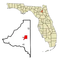Location in Bradford County and the state of Florida