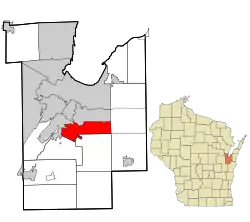 Location in Brown County and the state of Wisconsin