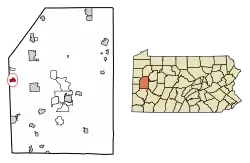 Location of Portersville in Butler County, Pennsylvania.