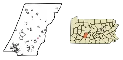 Location of Cassandra in Cambria County, Pennsylvania.