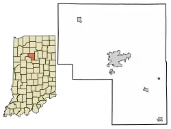 Location of Onward in Cass County, Indiana.