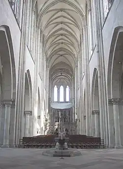 Image 18Cathedral of MagdeburgPhoto credit: Chris 73The Cathedral of Magdeburg (known as Magdeburger Dom in German) is the first gothic cathedral in Germany and with a height of 104 m the highest cathedral in Eastern Germany. The current cathedral was constructed over the period of 300 years starting from 1209, and the completion of the steeples took place only in 1520. In 2004 a funding drive for a new organ that was started in 1997 was completed, collecting 2 Million Euro. The new organ has been ordered from a company near Potsdam, constructing a 36 ton instrument with 93 registers and approximately 5000 pipes. The construction is planned to be completed in 2007, and the new organ will hopefully be used for the first time in 2008.