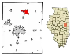 Location of Rantoul in Champaign County, Illinois.