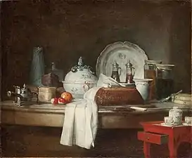 The Preparations of a Lunch (1756), oil on canvas, 38 × 46&nbsp;cm., Musée des Beaux-Arts de Carcassonne
