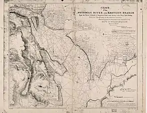 Survey of the Potomac showing the Potomac Bridge in 1837