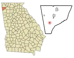 Location in Chattooga County and the state of Georgia