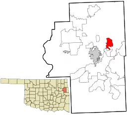 Location within Cherokee County and the state of Oklahoma