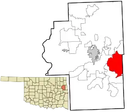 Location within Cherokee County and the state of Oklahoma