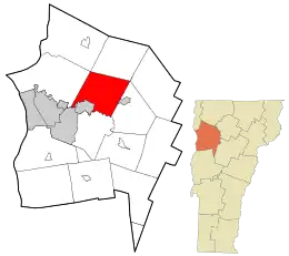 Location in Chittenden County and the state of Vermont.