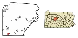 Location of Westover in Clearfield County, Pennsylvania.