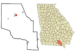 Location in Clinch County and the state of Georgia