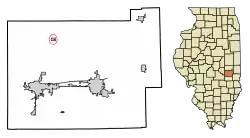Location of Lerna in Coles County, Illinois.