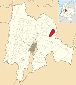 Location of the municipality and town inside Cundinamarca Department of Colombia