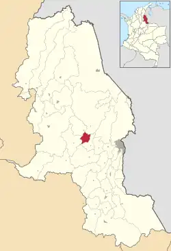 Location of the municipality and town of Lourdes, Norte de Santander in the Norte de Santander Department of Colombia.
