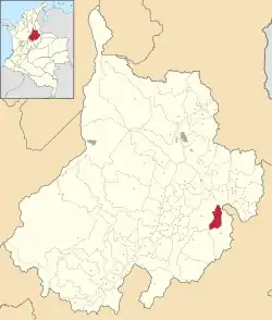 Location of the municipality and town of San Joaquín, Santander in the Santander Department of Colombia.