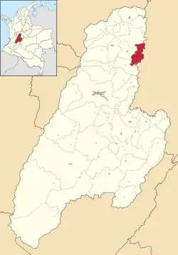 Location of the municipality and town of Ambalema in the Tolima Department of Colombia.