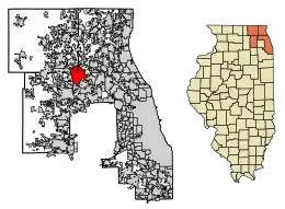 Location of Barrington Hills in Cook County, Illinois.